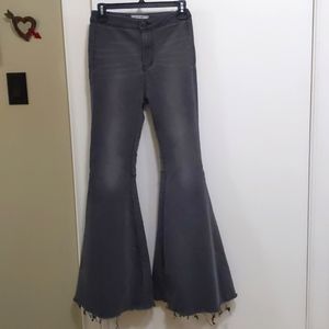 Free People extra-wide flare bell bottom jeans, distressed gray, 26